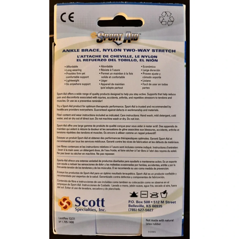 Sportaid Beige Ankle Support Pull-On for the Ankle SA1406 Large New